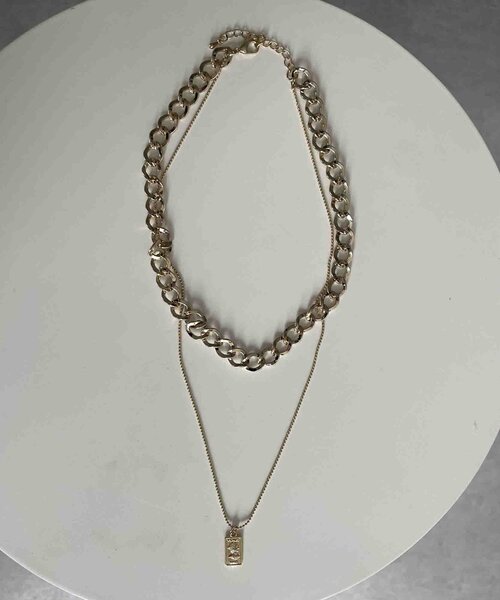 Thevon（ゼボン）の「【heilly/ヘイリー】プレート2連チェーンネックレス（ネックレス・レディース・シルバー/ゴールド/グレー系その他/ピンクゴールド・FREE）」の8枚目の写真
