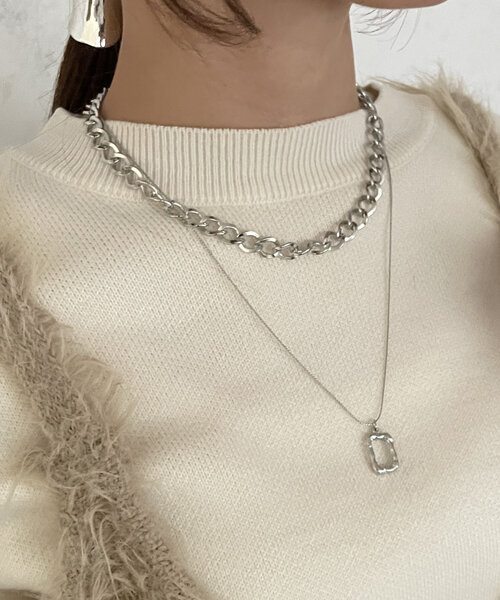 Thevon（ゼボン）の「【heilly/ヘイリー】プレート2連チェーンネックレス（ネックレス・レディース・シルバー/ゴールド/グレー系その他/ピンクゴールド・FREE）」の11枚目の写真