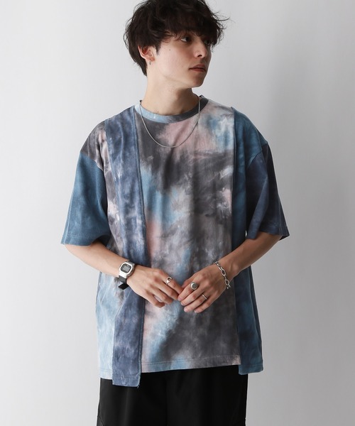 REmastered(リマスタード)の「【REmastered】タイダイ柄切り替え/ドッキングオーバーTシャツ(Tシャツ/カットソー・メンズ・ブラック/ブルー・FREE)」の9枚目の写真