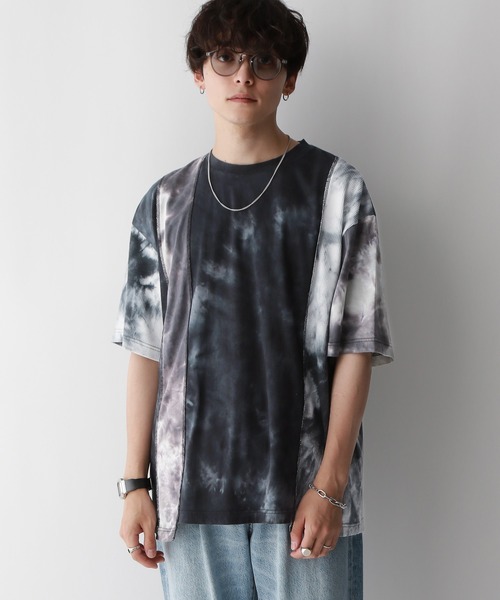 REmastered(リマスタード)の「【REmastered】タイダイ柄切り替え/ドッキングオーバーTシャツ(Tシャツ/カットソー・メンズ・ブラック/ブルー・FREE)」の5枚目の写真