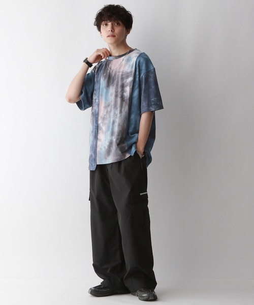 REmastered(リマスタード)の「【REmastered】タイダイ柄切り替え/ドッキングオーバーTシャツ(Tシャツ/カットソー・メンズ・ブラック/ブルー・FREE)」の8枚目の写真