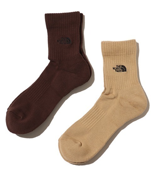 THE NORTH FACE(ザノースフェイス)の「THE NORTH FACE TNF Logo 2P Crew / ザ・ノース・フェイス TNF ロゴ 2P クルー(ソックス/靴下・メンズ・オレンジ/マルチ/ブラウン・L/M/S)」の1枚目の写真
