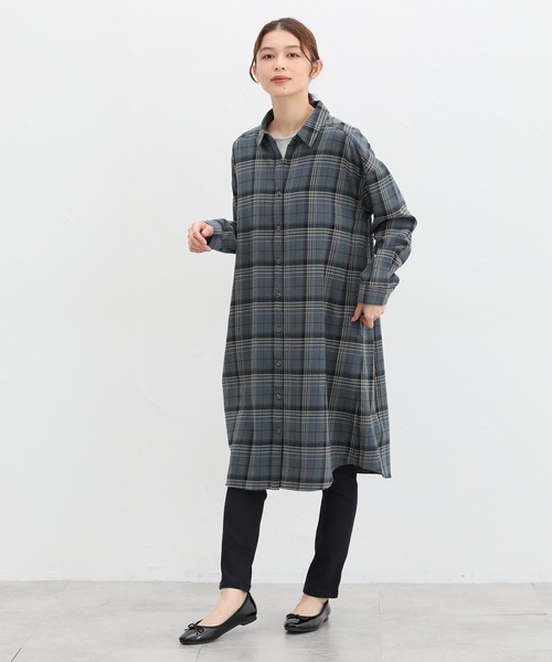 Honeys(ハニーズ)の「チェックシャツワンピース(シャツワンピース・レディース・グリーン系/モカ/ブラック系その他・M/S/LL/L)」の9枚目の写真