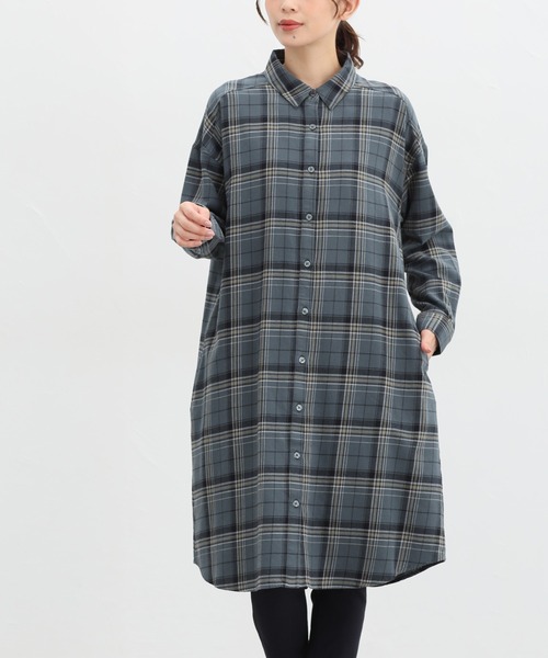 Honeys(ハニーズ)の「チェックシャツワンピース(シャツワンピース・レディース・グリーン系/モカ/ブラック系その他・M/S/LL/L)」の10枚目の写真