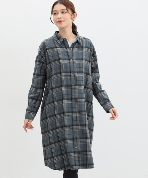 Honeys(ハニーズ)の「チェックシャツワンピース(シャツワンピース・レディース・グリーン系/モカ/ブラック系その他・M/S/LL/L)」の11枚目の写真