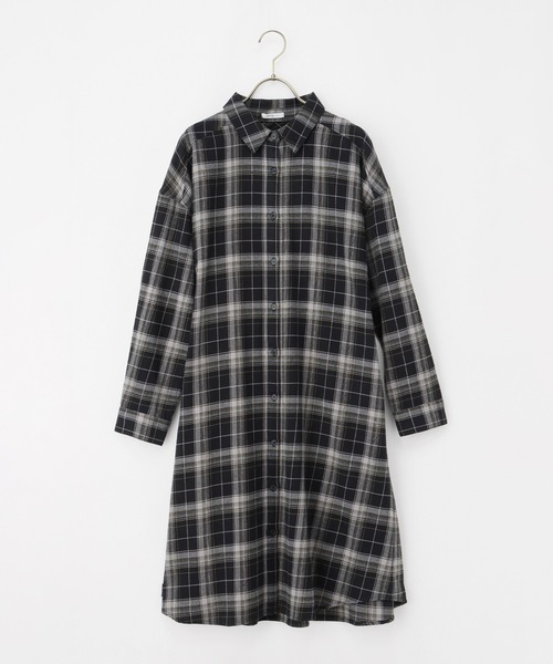 Honeys(ハニーズ)の「チェックシャツワンピース(シャツワンピース・レディース・グリーン系/モカ/ブラック系その他・M/S/LL/L)」の12枚目の写真