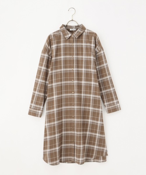 Honeys(ハニーズ)の「チェックシャツワンピース(シャツワンピース・レディース・グリーン系/モカ/ブラック系その他・M/S/LL/L)」の14枚目の写真