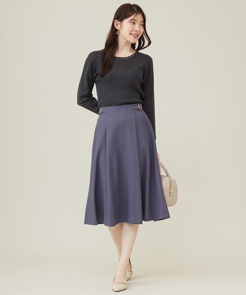 ANY SIS（エニィスィス）の「【洗える】プチベルトフレア スカート（スカート・レディース・スカイブルー系/ネイビー系/グレー系・3/2/1）」の4枚目の写真