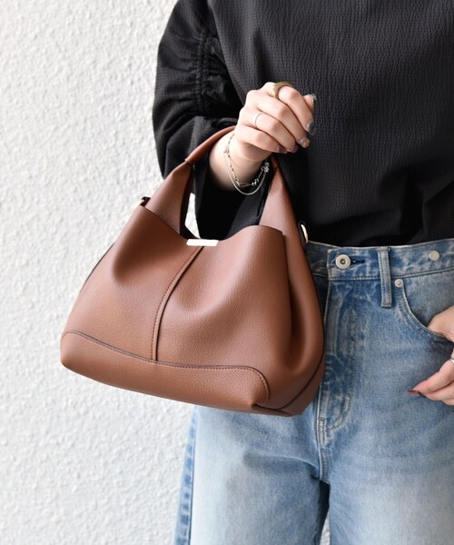 SHIPS any: ゴールド プレート ワンハンドル 2WAY バッグ（ショルダー