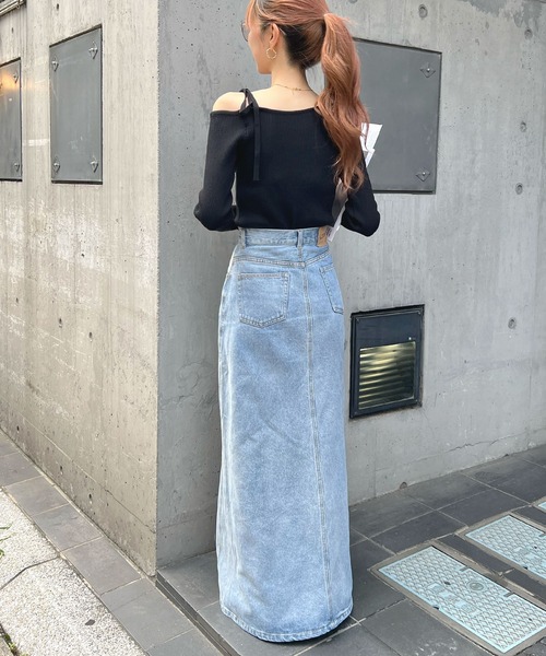 Futier land(フューティアランド)の「オトナリボンかわいい。ショルダーリボンリブニットトップス(ニット/セーター・レディース・オフホワイト/ピンク/ブルーグレー/ブラック・LARGE/MEDIUM)」の16枚目の写真