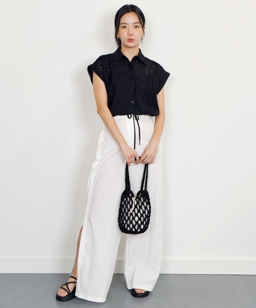 【PRADA】サイドボタン付き ワイドレッグチノパンツ PRADA】サイドボタン付き ワイドレッグチノパンツ (PRADA/パンツ