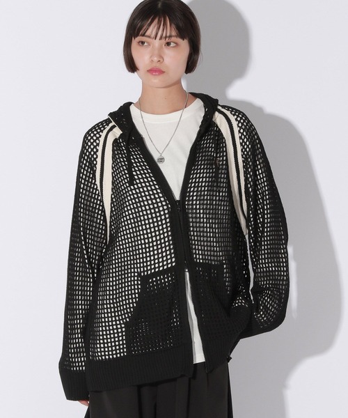 セール】【UNISEX/選べる着丈】メッシュフードZIPパーカー