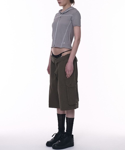 PLACE STUDIO(プレイススタジオ)の「PLACE STUDIO/ストリングスリムフーディーT(Tシャツ/カットソー・レディース・グレー/ブラック/イエロー・FREE)」の15枚目の写真