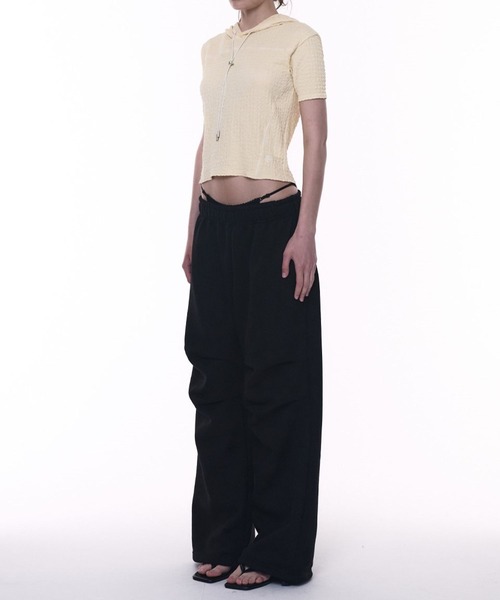 PLACE STUDIO(プレイススタジオ)の「PLACE STUDIO/ストリングスリムフーディーT(Tシャツ/カットソー・レディース・グレー/ブラック/イエロー・FREE)」の20枚目の写真