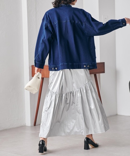 RANAN（ラナン）の「ノーカラーデニムジャケット（デニムジャケット・レディース・ブルー/インディゴブルー・M/L/LL）」の7枚目の写真