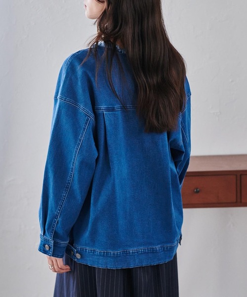 RANAN（ラナン）の「ノーカラーデニムジャケット（デニムジャケット・レディース・ブルー/インディゴブルー・M/L/LL）」の12枚目の写真