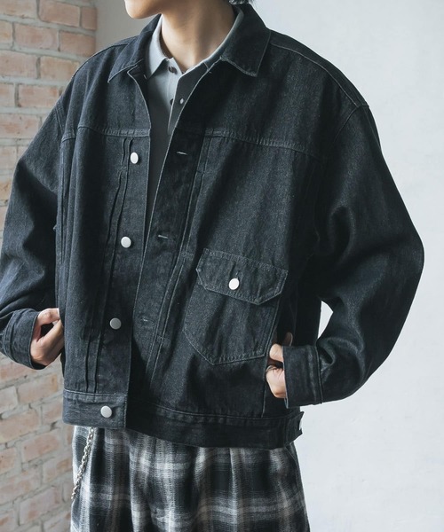 SENSE OF PLACE by URBAN RESEARCH(センスオブプレイスバイアーバンリサーチ)の「ヴィンテージライクデニムジャケット(デニムジャケット・メンズ・インディゴブルー/ブラック・MEDIUM/LARGE)」の2枚目の写真