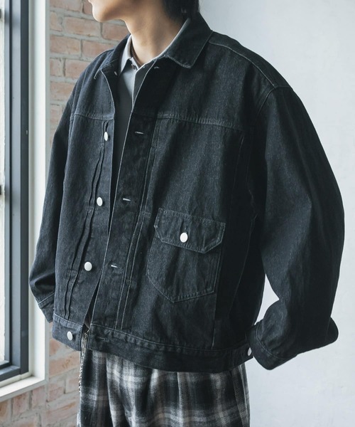 SENSE OF PLACE by URBAN RESEARCH(センスオブプレイスバイアーバンリサーチ)の「ヴィンテージライクデニムジャケット(デニムジャケット・メンズ・インディゴブルー/ブラック・MEDIUM/LARGE)」の5枚目の写真