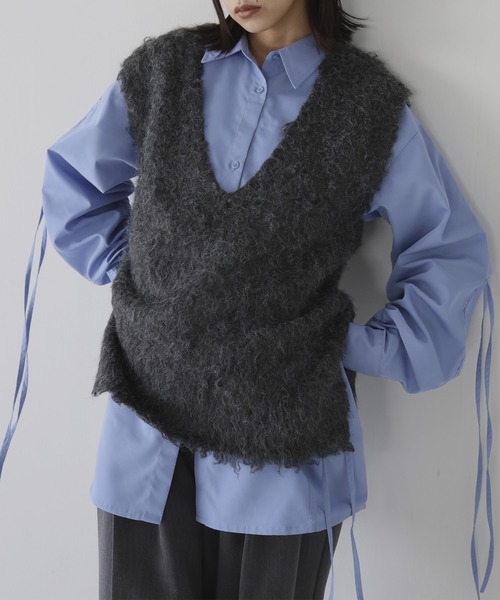 セール】ミックスシャギーVネックベスト（ベスト）｜hellam（へラム