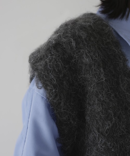 hellam（へラム）の「ミックスシャギーVネックベスト（ベスト・レディース・グリーン/チャコール/アイボリー/グレー・FREE）」の6枚目の写真