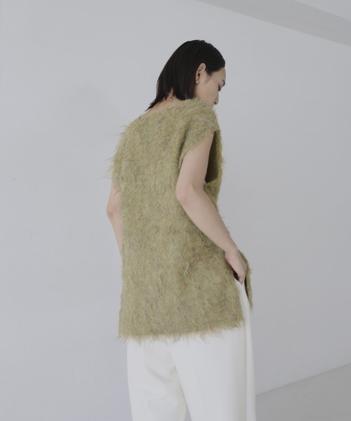 hellam（へラム）の「ミックスシャギーVネックベスト（ベスト・レディース・グリーン/チャコール/アイボリー/グレー・FREE）」の14枚目の写真