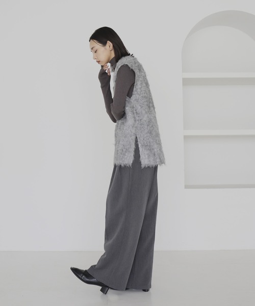 hellam（へラム）の「ミックスシャギーVネックベスト（ベスト・レディース・グリーン/チャコール/アイボリー/グレー・FREE）」の9枚目の写真