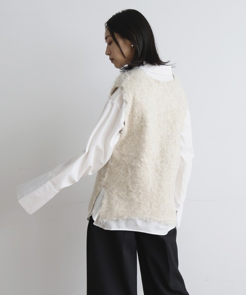 今季完売◎スピックアンドスパン／シャギーベスト 予約》コットンシャギーニットベスト（ベスト）｜U by SPICK&SPAN