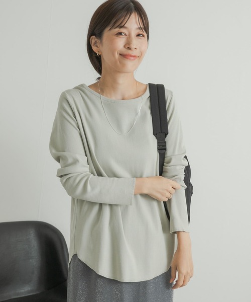 URBAN RESEARCH DOORS（アーバンリサーチドアーズ）の「GIZAコットンバックデザインプルオーバー（Tシャツ/カットソー・レディース・ライトグレー/ライトカーキ/チャコールグレー・MEDIUM）」の9枚目の写真