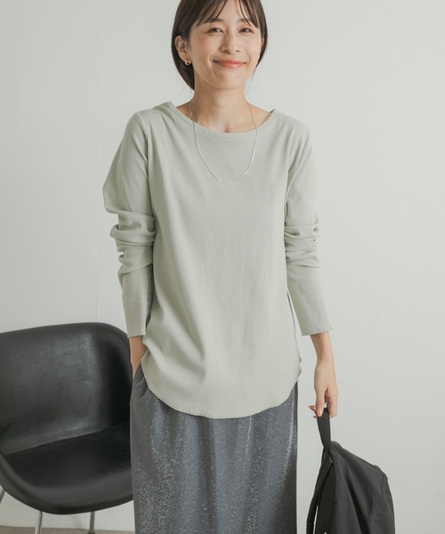 URBAN RESEARCH DOORS（アーバンリサーチドアーズ）の「GIZAコットンバックデザインプルオーバー（Tシャツ/カットソー・レディース・ライトグレー/ライトカーキ/チャコールグレー・MEDIUM）」の10枚目の写真