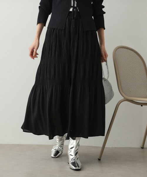 OPAQUE.CLIP(オペークドットクリップ)の「◆マジョリカプリーツフレアスカート【洗濯機洗い可】(スカート・レディース・ブラック系/ブラック/ナチュラル・38/40/42)」の2枚目の写真