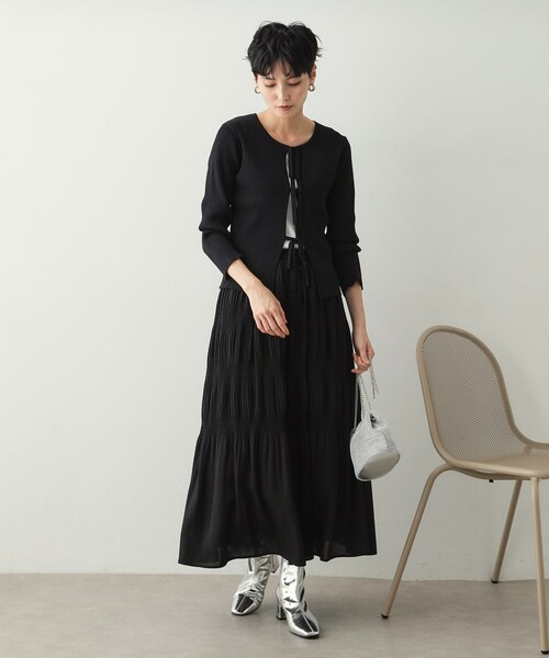 OPAQUE.CLIP(オペークドットクリップ)の「◆マジョリカプリーツフレアスカート【洗濯機洗い可】(スカート・レディース・ブラック系/ブラック/ナチュラル・38/40/42)」の5枚目の写真