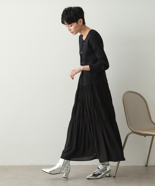 OPAQUE.CLIP(オペークドットクリップ)の「◆マジョリカプリーツフレアスカート【洗濯機洗い可】(スカート・レディース・ブラック系/ブラック/ナチュラル・38/40/42)」の6枚目の写真