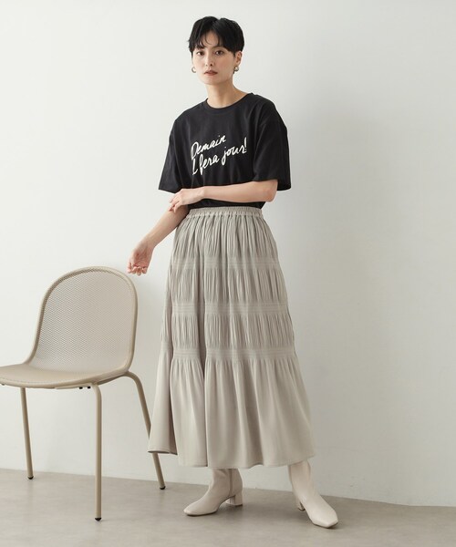 OPAQUE.CLIP(オペークドットクリップ)の「◆マジョリカプリーツフレアスカート【洗濯機洗い可】(スカート・レディース・ブラック系/ブラック/ナチュラル・38/40/42)」の9枚目の写真