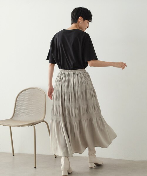 OPAQUE.CLIP(オペークドットクリップ)の「◆マジョリカプリーツフレアスカート【洗濯機洗い可】(スカート・レディース・ブラック系/ブラック/ナチュラル・38/40/42)」の10枚目の写真
