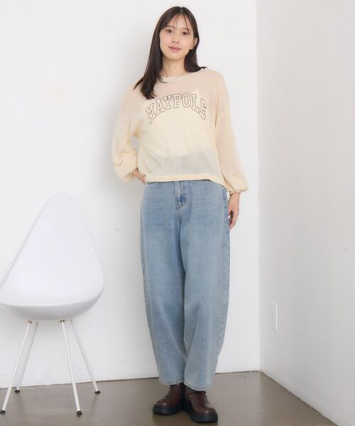 RETRO GIRL(レトロガール)の「ロゴシアーニット(Tシャツ/カットソー・レディース・ベージュ/ナチュラル/ダークブルー・FREE)」の11枚目の写真
