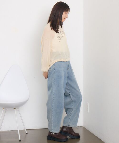 RETRO GIRL(レトロガール)の「ロゴシアーニット(Tシャツ/カットソー・レディース・ベージュ/ナチュラル/ダークブルー・FREE)」の12枚目の写真