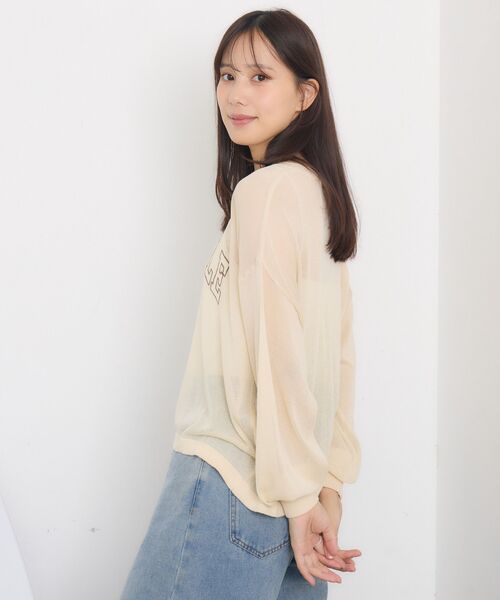 RETRO GIRL(レトロガール)の「ロゴシアーニット(Tシャツ/カットソー・レディース・ベージュ/ナチュラル/ダークブルー・FREE)」の17枚目の写真