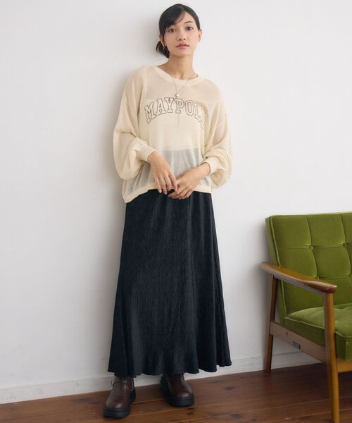 RETRO GIRL(レトロガール)の「ロゴシアーニット(Tシャツ/カットソー・レディース・ベージュ/ナチュラル/ダークブルー・FREE)」の19枚目の写真