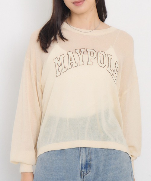 RETRO GIRL(レトロガール)の「ロゴシアーニット(Tシャツ/カットソー・レディース・ベージュ/ナチュラル/ダークブルー・FREE)」の2枚目の写真