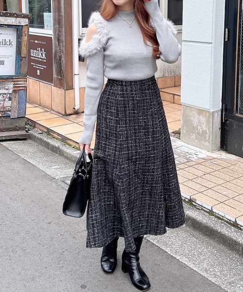 INGNI(イング)の「BackレースUPツイードマーメイドスカート/A(スカート・レディース・ホワイト系その他7/ブラック系その他7・FREE)」の3枚目の写真
