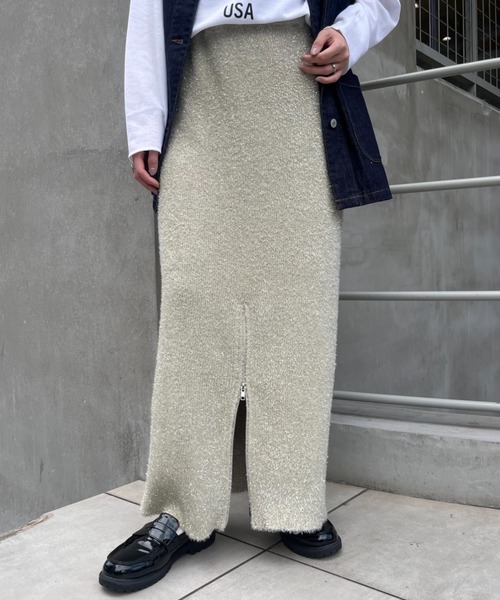 CIAOPANIC TYPY（チャオパニックティピー）の「2WAYラメニットジップスカート（スカート・レディース・ブラック/ライトグレー/ブラウン/ベージュ・SMALL/MEDIUM）」の11枚目の写真