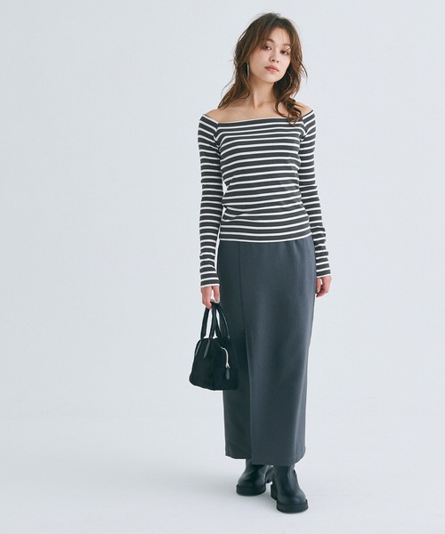 coca（coca）（コカ）の「【WEB限定セール】オフショルダーリブトップス（Tシャツ/カットソー・レディース・ブラック/B/A/チャコール・L/M/S）」の11枚目の写真