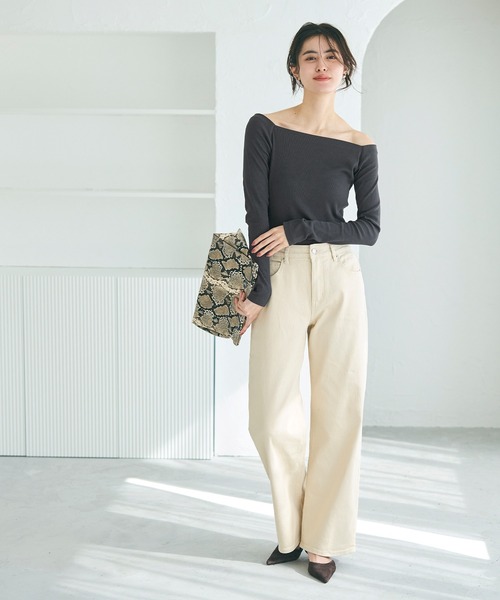coca（coca）（コカ）の「【WEB限定セール】オフショルダーリブトップス（Tシャツ/カットソー・レディース・ブラック/B/A/チャコール・L/M/S）」の19枚目の写真