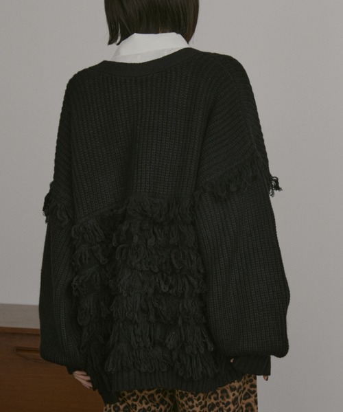 MERLOT（メルロー）の「ボリュームスリーブフリンジルーズカーディガン（カーディガン/ボレロ・レディース・ブラウン/ブラック・FREE）」の18枚目の写真