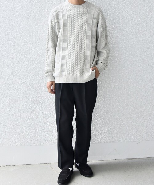 SHIPS any(シップス エニィ)の「SHIPS any:〈手洗い可能〉アラン / ガーター 編み リラックス クルーネック ニット◇(ニット/セーター・メンズ・レッド系/ライトグレー/ライム/ダークグレー/ネイビー・SMALL/MEDIUM/LARGE/X-LARGE)」の15枚目の写真