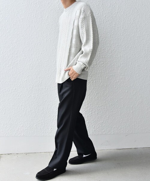 SHIPS any(シップス エニィ)の「SHIPS any:〈手洗い可能〉アラン / ガーター 編み リラックス クルーネック ニット◇(ニット/セーター・メンズ・レッド系/ライトグレー/ライム/ダークグレー/ネイビー・SMALL/MEDIUM/LARGE/X-LARGE)」の16枚目の写真