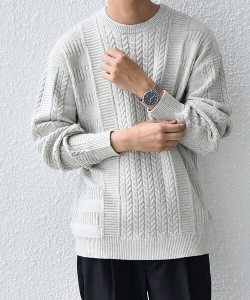 セール】SHIPS any:〈手洗い可能〉アラン / ガーター 編み リラックス