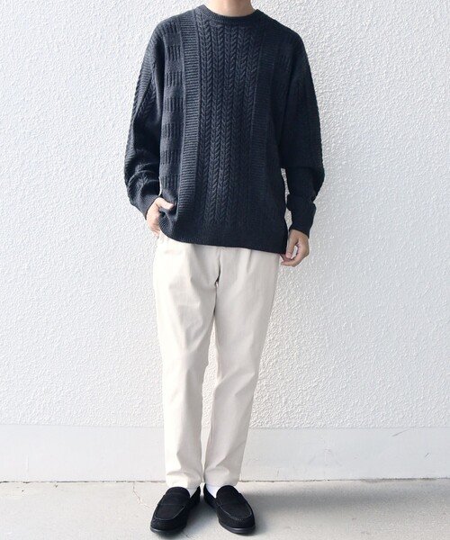 SHIPS any(シップス エニィ)の「SHIPS any:〈手洗い可能〉アラン / ガーター 編み リラックス クルーネック ニット◇(ニット/セーター・メンズ・レッド系/ライトグレー/ライム/ダークグレー/ネイビー・SMALL/MEDIUM/LARGE/X-LARGE)」の21枚目の写真