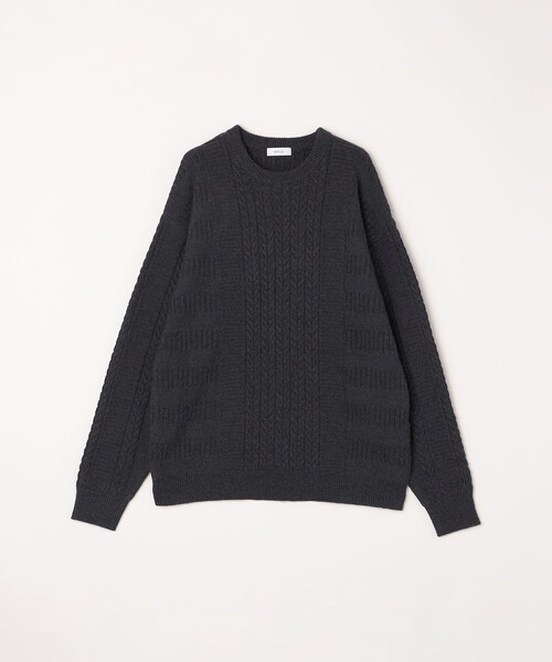 SHIPS any(シップス エニィ)の「SHIPS any:〈手洗い可能〉アラン / ガーター 編み リラックス クルーネック ニット◇(ニット/セーター・メンズ・レッド系/ライトグレー/ライム/ダークグレー/ネイビー・SMALL/MEDIUM/LARGE/X-LARGE)」の7枚目の写真