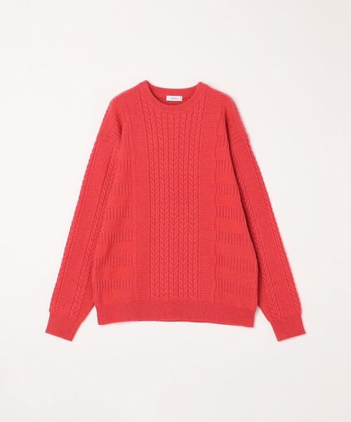 SHIPS any(シップス エニィ)の「SHIPS any:〈手洗い可能〉アラン / ガーター 編み リラックス クルーネック ニット◇(ニット/セーター・メンズ・レッド系/ライトグレー/ライム/ダークグレー/ネイビー・SMALL/MEDIUM/LARGE/X-LARGE)」の9枚目の写真